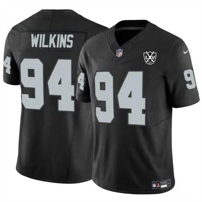 Men & Women & Youth Las Vegas Raiders #94 Christian Wilkins Black 2024 F.U.S.E 65th Anniversary Patch Vapor Stitched Jersey->las vegas raiders->NFL Jersey